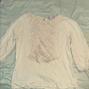 Cream Ruffled Bib Collar Blouse